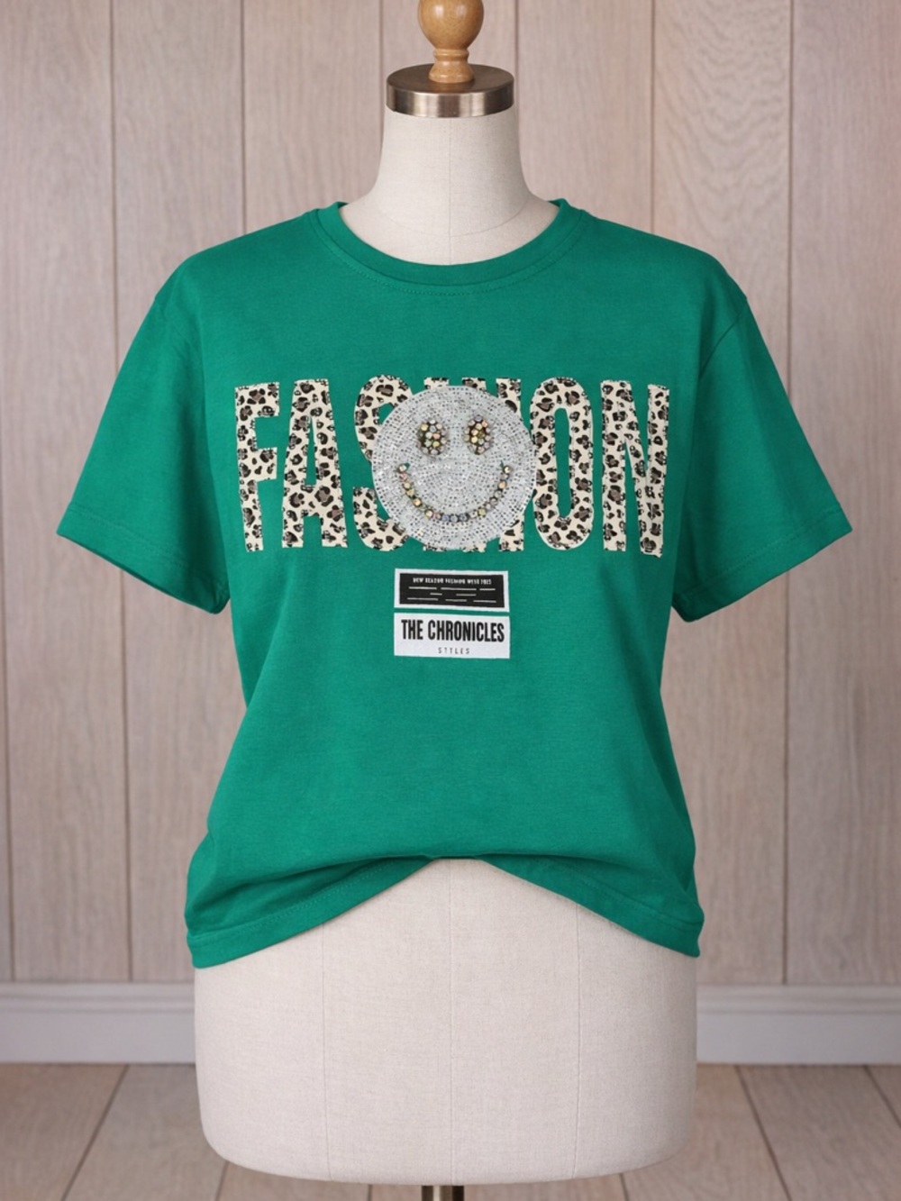 Green Graphic 'FASHION' Short Sleeve Tee